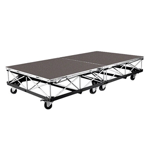 IntelliStage Lightweight 4x8 Mobile Platform on Casters, Carpet 4x8 portable stage, rolling stage riser, platform, 64 square feet, wheeled, wheels, staging, camera, camera platform, mobile camera stage, 4 x 8