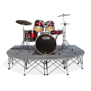 IntelliStage Lightweight 8x8 Rounded Front Drum Riser 8x8, 8 x 8, 64 square feet, small stage, modular stage panel, drum platform, round