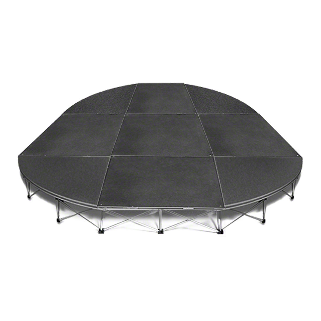 IntelliStage Lightweight 12 Rounded Corner Portable Stage System (4 Units) 12 foot round, round stage, 12x8, 12x16, 12x24, 12x32, 113 square feet, small stage, quarter round, SDR128, SDR1216, SDR1224, SDR1232
