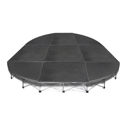 IntelliStage Lightweight 12 Rounded Corner Portable Stage System, (4 Units) 12 foot round, round stage, 12x8, 12x16, 12x24, 12x32, 113 square feet, small stage, quarter round, SDR128, SDR1216, SDR1224, SDR1232