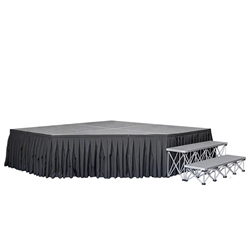 TotalPackage™ Lightweight Corner Stage Kit, (8x8)  corner stage, corner, 8x8, 8x8x8, 8x8x16, 8x8x24, 8x8x32, triangle stage, folding stage, cart, storage, total package, stagedrop portable stage package