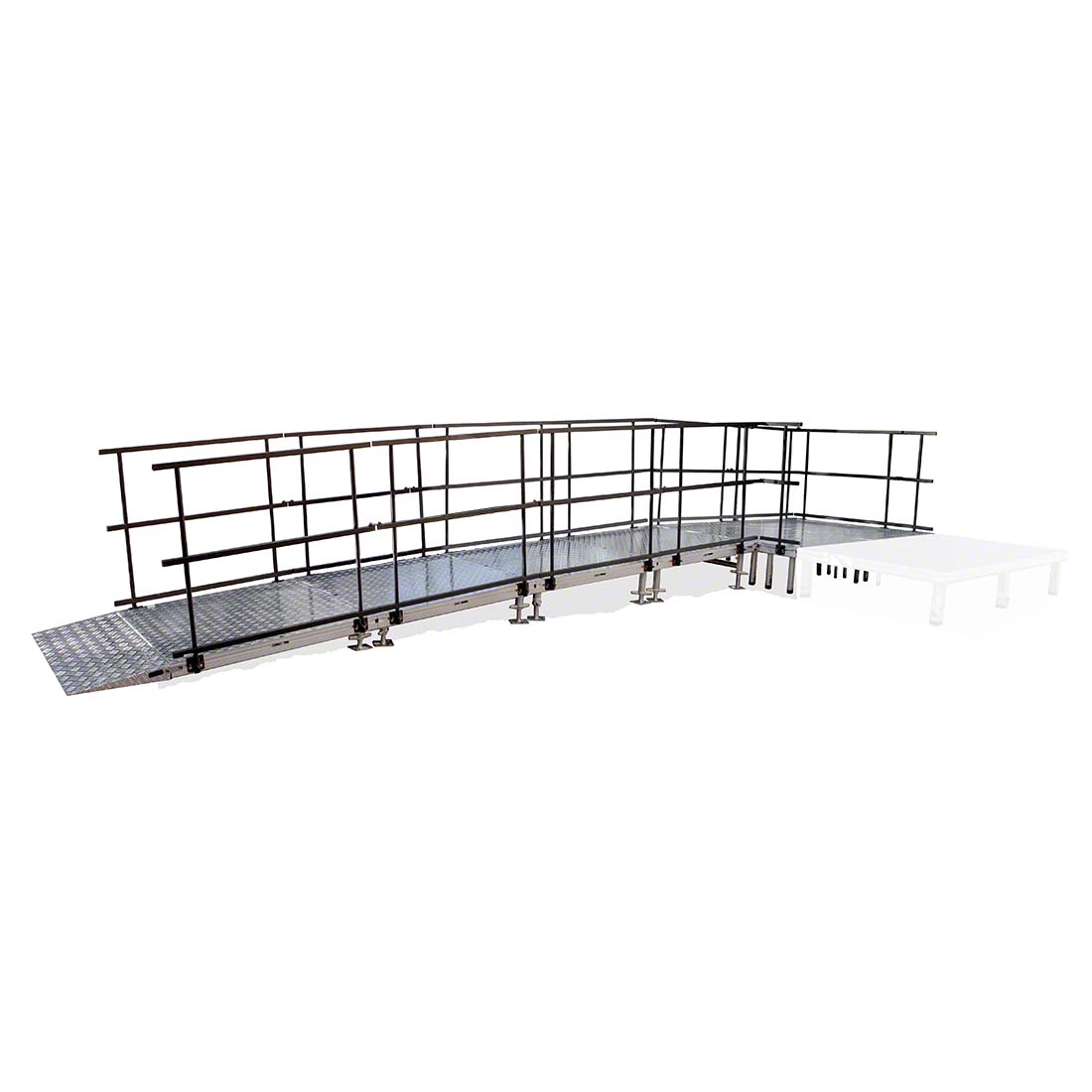 Universal Straight ADA Wheelchair Ramp with Landing for 16" High Stages universal ramp, universal wheelchair ramp, universal ada ramp, ada ramp, 16 inch stage ramp, 16 in wheelchair ramp, portable stage ramp