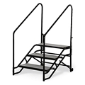 Midwest Folding 3-Step Fixed Stairs with Handrails & Wheels, for 32" High TransFold Stage