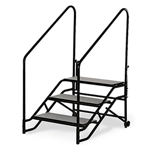 Midwest Folding 3-Step Fixed Stairs with Handrails & Wheels, for 32" High Mobile Stage portable staging, midwest folding, fixed height, mobile, mobile stage, steps, 3 steps, portable steps