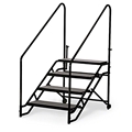 Midwest Folding 4-Step Fixed Stairs with Handrails & Wheels, for 40" High TransFold Stage