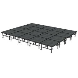 Midwest Folding TransFold 16x20 Dual-Height Portable Stage Kit, 24"-32" High (4x4 Units) 16x20, 20x16, 16 x 20 staging platform, stage deck, dual height, adjustable height