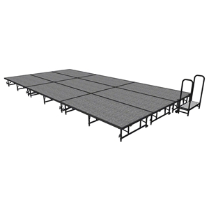 Midwest Folding 12x24 Dual-Height TransFold Stage with Step, 16"-24"H portable staging, midwest folding, 24x12, 24 x 12, 12x24, 12 x 24, height adjustable, dual height, transfold, transfold stage, quick ship