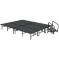 Midwest Folding TransFold 12'x16' Dual-Height Stage with Step, 24"-32H (4'x8' Units) 