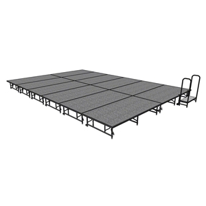 Midwest Folding 16x24 Dual-Height TransFold Stage with Step, 16"-24"H  portable staging, midwest folding, 24x16, 24 x 16, 16x24, 16 x 24, height adjustable, dual height, transfold, transfold stage, quick ship