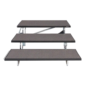 Midwest Folding 3-Tier TransFold Standing Choral Riser, 48" Wide portable staging, midwest folding, choral risers, chorus risers, standing risers, tapered, tapered risers