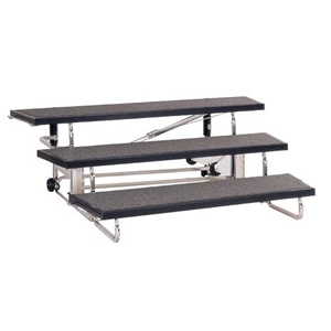 Midwest Folding 3-Tier TransFold Standing Choral Riser, 72" Wide portable staging, midwest folding, quick ship, choral risers, chorus risers, standing risers, tapered, tapered risers