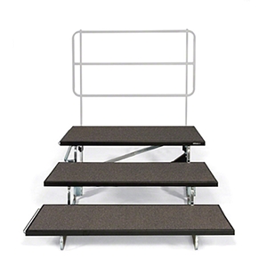 Midwest Folding TFSR72 3-Tier TransFold Reverse Tapered Standing Choral Riser, 72" Wide portable staging, midwest folding, choral risers, chorus risers, standing risers, tapered, tapered risers, reverse