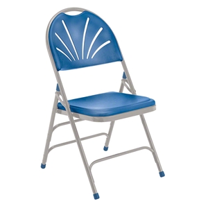 National Public Seating 1105 Deluxe Fan Back Folding Chair, Blue (Pack of 4) folding chairs, 1100 series, plastic chairs, lightweight, round back chair