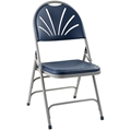 National Public Seating 1115 Deluxe Fan Back Triple-Brace Folding Chair, Navy (Pack of 4)