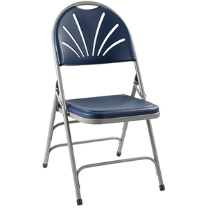 National Public Seating 1115 Deluxe Fan Back Triple-Brace Folding Chair, Navy (Pack of 4) folding chairs, 1100 series, plastic chairs, lightweight