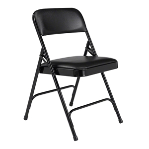 National Public Seating 1210 Vinyl Premium Folding Chair, Caviar Black (Pack of 4) folding chairs, 1200 series, padded chairs, upholstered folding chair