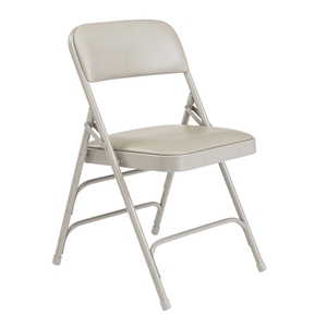 National Public Seating 1302 Vinyl Upholstered Premium Folding Chair, Warm Grey (Pack of 4) folding chairs, 1300 series, padded chairs, upholstered folding chair, vinyl folding chair