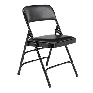 National Public Seating 1310 Vinyl Upholstered Premium Folding Chair, Caviar Black (Pack of 4) folding chairs, 1300 series, padded chairs, upholstered folding chair, vinyl folding chair