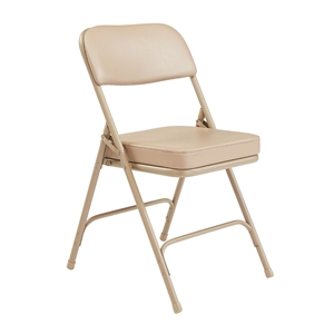 National Public Seating 3201 Premium 2" Vinyl Upholstered Folding Chair, Beige (Pack of 2) folding chairs, 3200 series, padded chairs, upholstered folding chair, vinyl folding chair