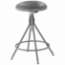 National Public Seating 6524HB Grey Vinyl Padded Swivel Science Lab Stool with Backrest - NPS-6524HB