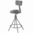 National Public Seating 6524HB Grey Vinyl Padded Swivel Science Lab Stool with Backrest - NPS-6524HB
