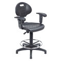 National Public Seating 6722HB-A Black Polyurethane Task Chair with Arms, 22"-32" Height