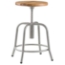 National Public Seating 19"-25" Height Adjustable Swivel Stool, Oak Wood Seat/Grey Frame - NPS-6800W-02