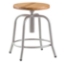 National Public Seating 19"-25" Height Adjustable Swivel Stool, Oak Wood Seat/Grey Frame - NPS-6800W-02