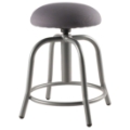 National Public Seating 18"-25" Height Adjustable Designer Swivel Stool, 3" Fabric Padded Charcoal Seat/Grey Frame