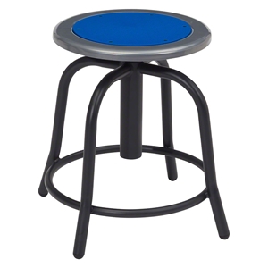 National Public Seating 18"-24" Height Adjustable Swivel Stool, Persian Blue Seat/Black Frame art stool, science lab stool, 6800 series, round stool, steel seat, color seat, adjustable height, swivel stool