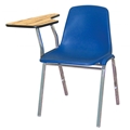 National Public Seating 8125/TA81R Blue Poly Shell Stacking Chair w/ Right Tablet-Arm