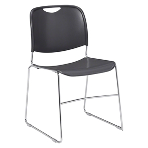 National Public Seating 8502 Ultra-Compact Plastic Stack Chair, Gunmetal stacking chairs, 8500 series, tablet arm, chair book basket