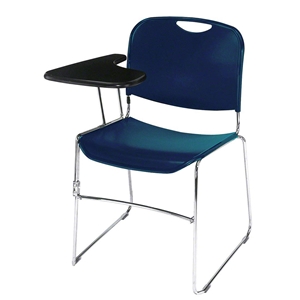 National Public Seating 8505 Ultra-Compact Tablet-Arm Plastic Stack Chair, Navy Blue stacking chairs, 8500 series, tablet arm, chair book basket