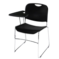National Public Seating 8510 Ultra-Compact Tablet-Arm Plastic Stack Chair, Black