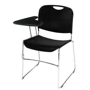 National Public Seating 8510 Ultra-Compact Tablet-Arm Plastic Stack Chair, Black stacking chairs, 8500 series, tablet arm, chair book basket