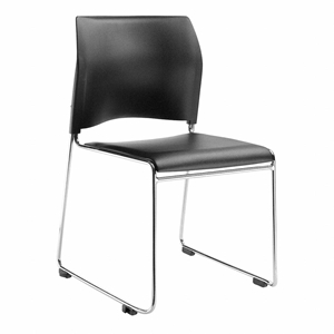National Public Seating 8710 Cafetorium Plush Vinyl Stack Chair, Black 