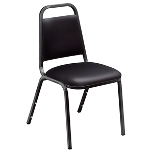 National Public Seating 9110-B Vinyl Upholstered Stack Chair, Panther Black 9100 series, vinyl upholstered padded stacking chair