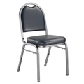 National Public Seating 9204-SV Premium Vinyl Stack Chair, Midnight Blue/Silvervein