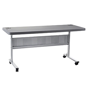 National Public Seating 24"x60" Flip-N-Store Table, Charcoal Slate/Silver bpft, flip-n-store table, 24x60, 60x24