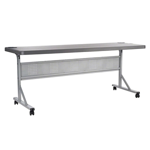 National Public Seating 24"x72" Flip-N-Store Training Table, Charcoal Slate/Silver bpft, flip-n-store table, 24x72, 72x24