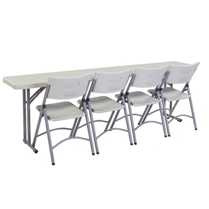 National Public Seating 18"x96" Folding Seminar Table & Chairs Package bt1896, rectangle, seminar table, 18x96, 96x18, chair package, table chair package, table with chairs, 600 series, nps 600