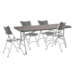 National Public Seating 30"x72" Folding Table & Chairs Package, Charcoal Slate bt3000, rectangle, folding table, 72x30, rectangular table, table with chairs, table and chairs, banquet, training
