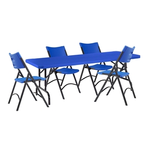 National Public Seating 30"x72" Folding Table & Chairs Package, All-American Blue bt3000, rectangle, folding table, 72x30, rectangular table, table with chairs, table and chairs, banquet, training