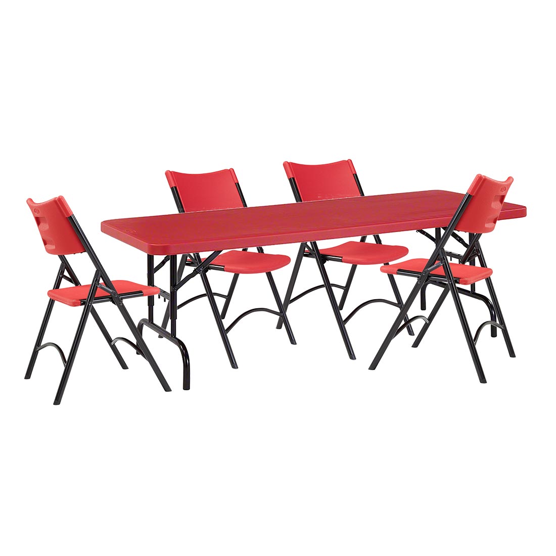 NPS® 30"x72" Folding Table & Chairs Package, Red StageDrop