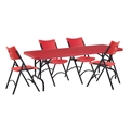 National Public Seating 30"x72" Folding Table & Chairs Package, All-American Red