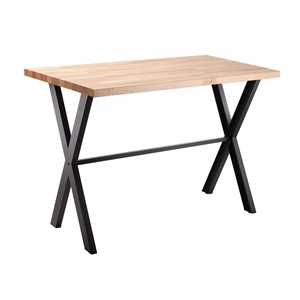 National Public Seating 36"x60" Collaborator Table with Maple Butcherblock Top, 42" High 36x60 table, 36x60 rectangle table, rectangle table, collaborator table, 42in high, 42 inch, CLT3660B2BB