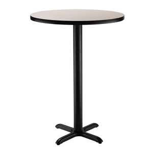 National Public Seating Café Table with X Base, 36" Round with HPL Top, 42" High (Particleboard Core/T-Mold) 36in round, 36 round, 36 table, circular table, 42inch height cafe table, 42" high, CT13636XBGY, CT13636XBOK, CT13636XBWT, CT13636XBCH, CT13636XBFM, CT13636XBYW, CT13636XBRE, CT13636XBBL