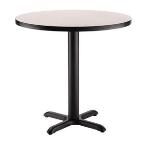National Public Seating Café Table with X Base, 24" Round with HPL Top, 30" High (Particleboard Core/T-Mold) 24in round, 24 round, 24 table, circular table, 30inch height cafe table, 30" high, CT12424XDGY, CT12424XDOK, CT12424XDWT, CT12424XDCH, CT12424XDFM, CT12424XDYW, CT12424XDRE, CT12424XDBL