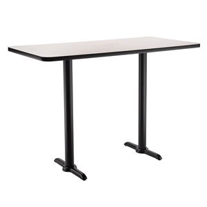 National Public Seating Café Table with T Base, 30"x42" Rectangle with HPL Top, 42" High (Particleboard Core/T-Mold) 30x42, 42x30, 30x42 table, 42x30 table, rectangle table, 42 inch height cafe table, 42" high, CT23042TBGY, CT23042TBOK, CT23042TBWT, CT23042TBCH, CT23042TBFM, CT23042TBYW, CT23042TBRE, CT23042TBBL
