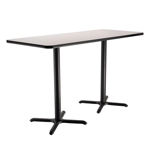 National Public Seating Café Table with X Base, 30"x72" Rectangle with HPL Top, 42" High (Particleboard Core/T-Mold) 30x72, 72x30, 30x72 table, 72x30 table, rectangle table, 42 inch height cafe table, 42" high, CT23072XBGY, CT23072XBOK, CT23072XBWT, CT23072XBCH, CT23072XBFM, CT23072XBYW, CT23072XBRE, CT23072XBBL